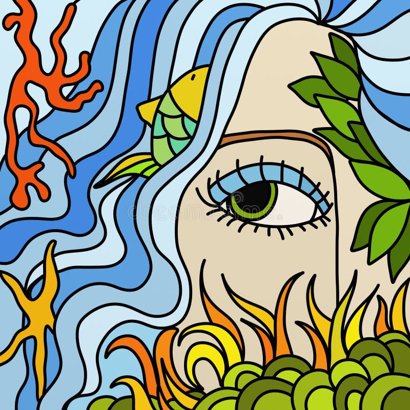 Siren and ocean royalty free illustration Siren and ocean royalty free illustration