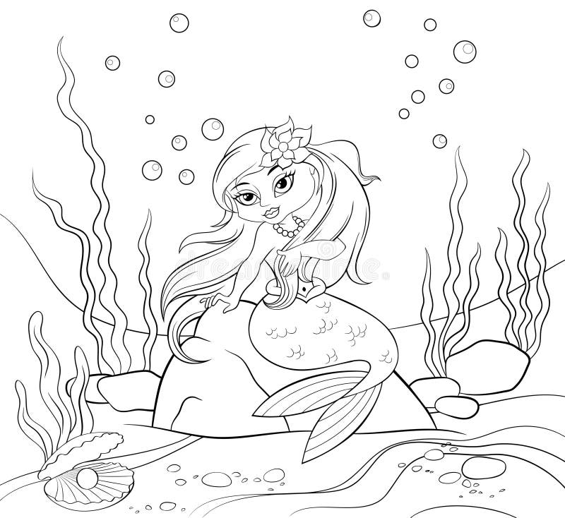 Sirena che si siede sulla roccia royalty illustrazione gratis Sirena che si siede sulla roccia royalty illustrazione gratis