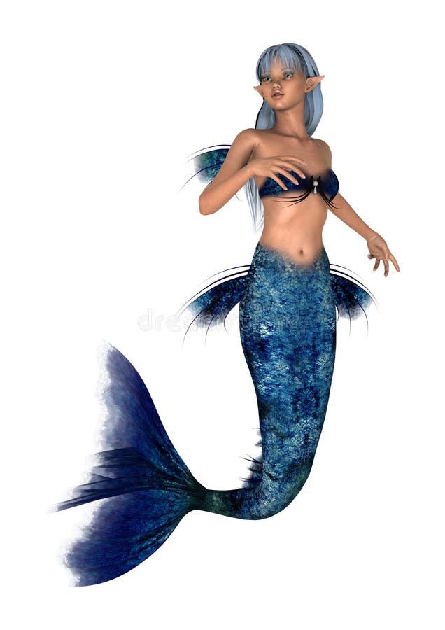 Sirena de la fantasía en blanco ilustración del vector Sirena de la fantasía en blanco ilustración del vector