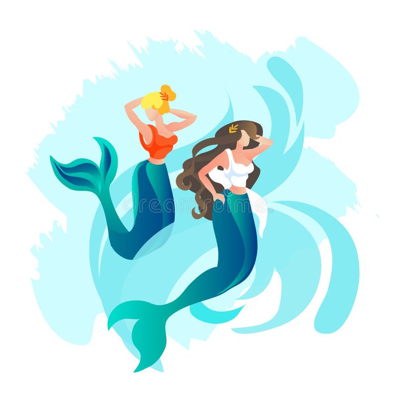 Sirens or Mermaids Daughters Olympus God Poseidon Stock Vector
