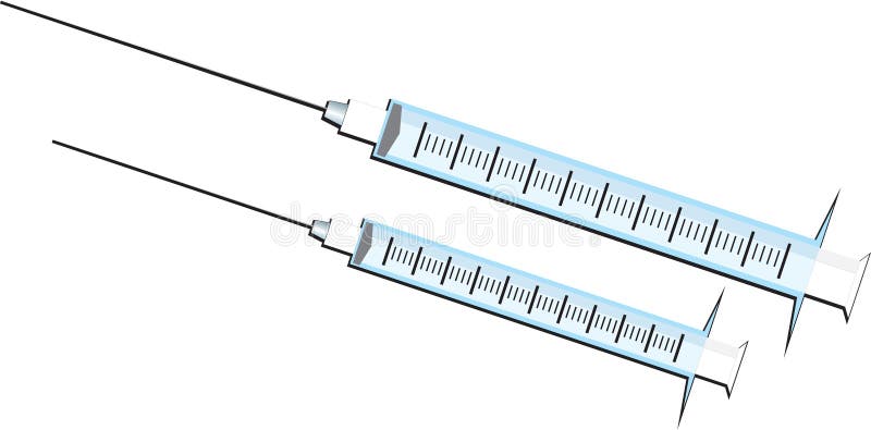 Vector drawing consisting of two syringes with needles on a white background. EPS-format supplied. Vector drawing consisting of two syringes with needles on a white background. EPS-format supplied.