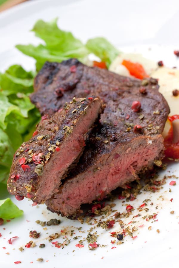 Sirloin strip steak with boiled potato