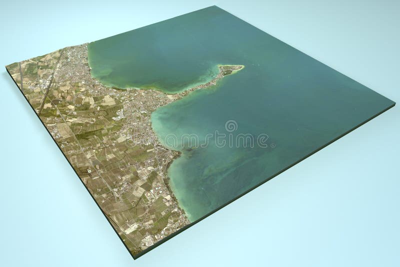 Sirmione, vista satellite, mappa, polizia del lago, Lombardia, Italia royalty illustrazione gratis