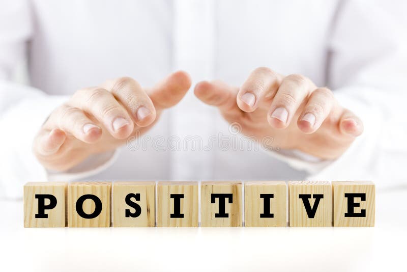 Sirva llevar a cabo sus manos sobre el positivo de la palabra fotos de archivo Sirva llevar a cabo sus manos sobre el positivo de la palabra fotos de archivo