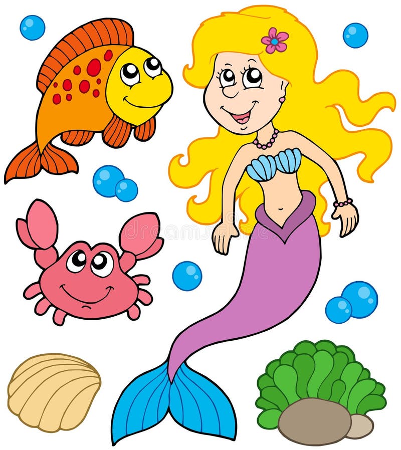 Mermaid collection on white background - vector illustration. Mermaid collection on white background - vector illustration.