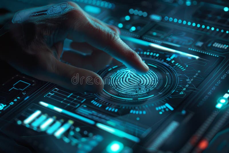 Sistem avansat de securitate cibernetică care utilizează criptarea bazată pe amprente digitale pentru o protecție sporită a datelo royalty free illustration