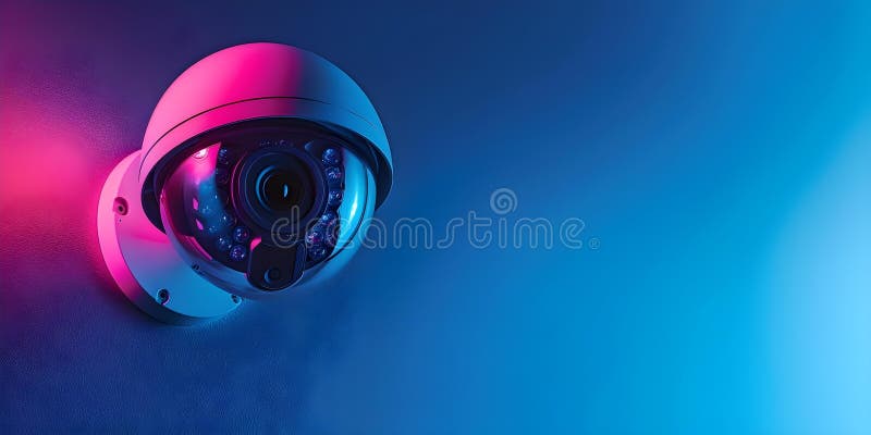 Sistem consolidat de supraveghere : cameră de securitate CCTV cu detectare a mișcării și a feței. concept stock illustration