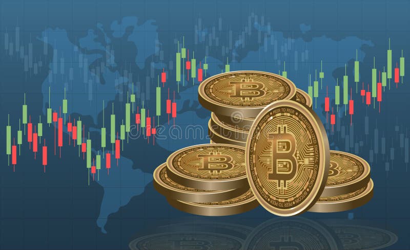 Sistem de criptare a monedei digitale bitcoin. vector royalty free illustration