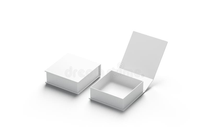 Sistema abierto del espacio en blanco y cerrado blanco de la maqueta de la caja de regalo, aislado