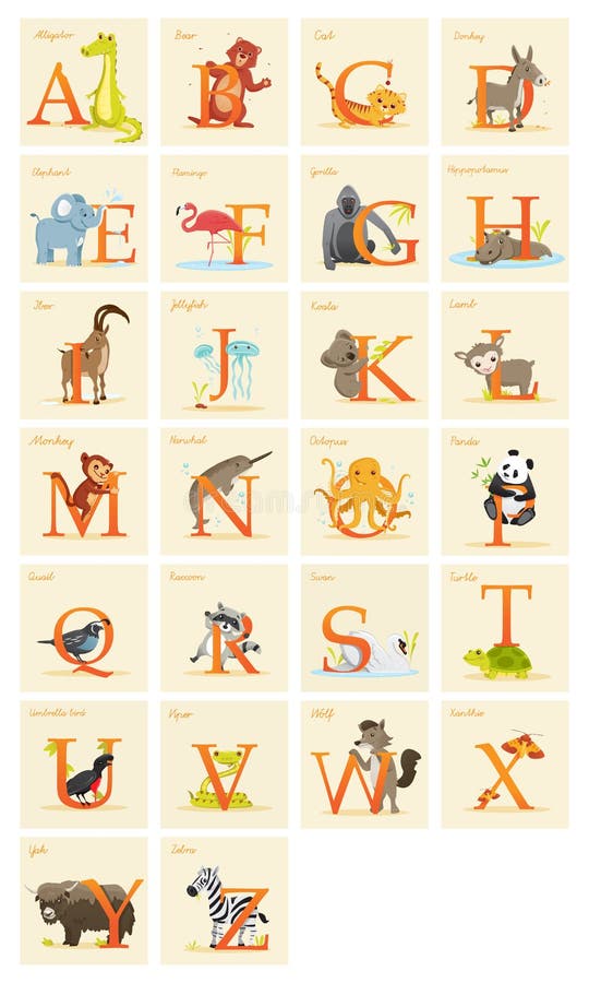 Sistema animal del alfabeto stock de ilustración Sistema animal del alfabeto stock de ilustración