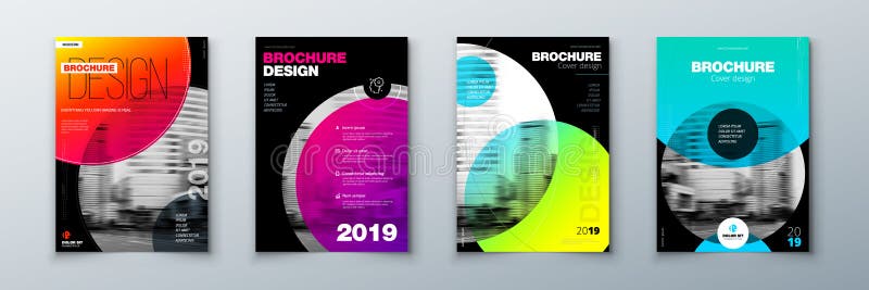 Sistema brillante del diseño de la cubierta del folleto del círculo Disposición de la plantilla para el informe anual, la revista