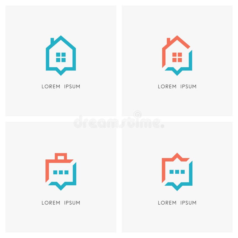 Sistema casero del logotipo del placemark y de la comunicación empresarial stock de ilustración Sistema casero del logotipo del placemark y de la comunicación empresarial stock de ilustración