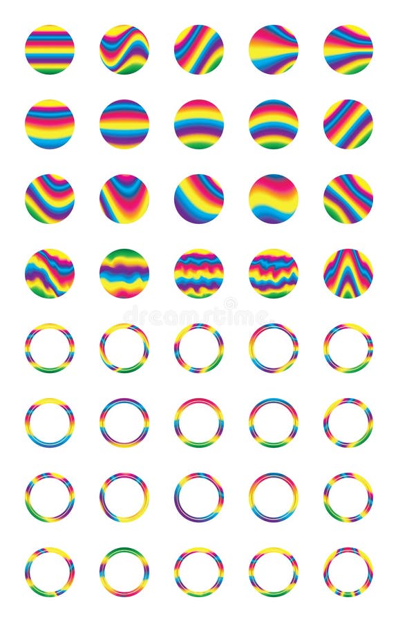 Sistema colorido de la etiqueta engomada del círculo del estilo de la onda libre illustration Sistema colorido de la etiqueta engomada del círculo del estilo de la onda libre illustration