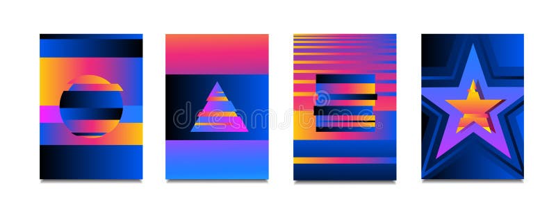 Sistema colorido de neón del cartel del efecto de la interferencia del vector Efecto moderno de la distorsión de la TV Efecto geo stock de ilustración Sistema colorido de neón del cartel del efecto de la interferencia del vector Efecto moderno de la distorsión de la TV Efecto geo stock de ilustración