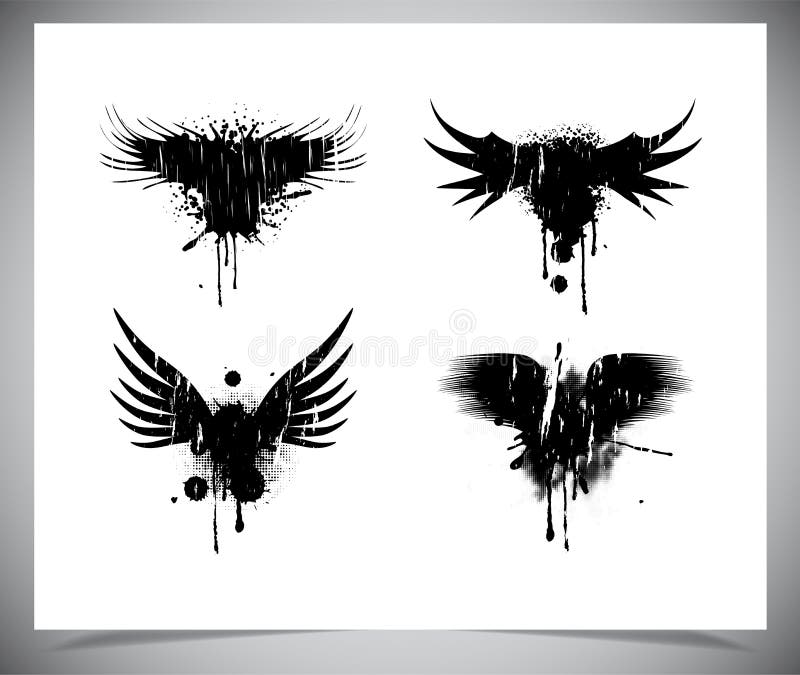 Sistema de alas negras del grunge. libre illustration Sistema de alas negras del grunge. libre illustration