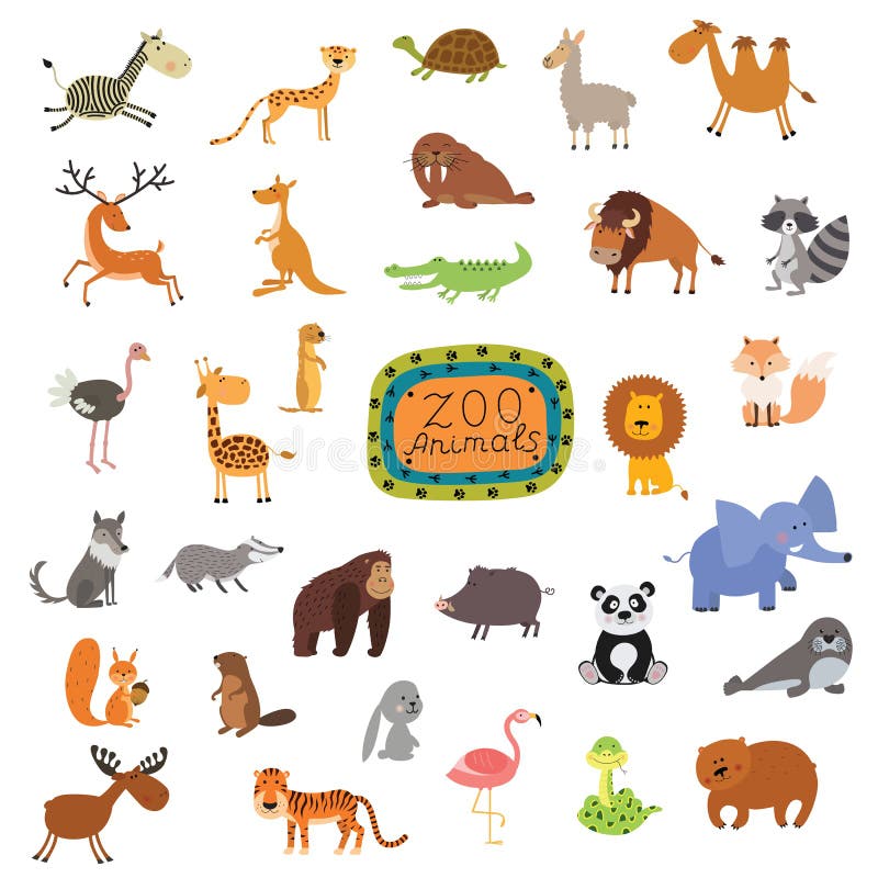 Sistema de animales lindos en el fondo blanco libre illustration Sistema de animales lindos en el fondo blanco libre illustration