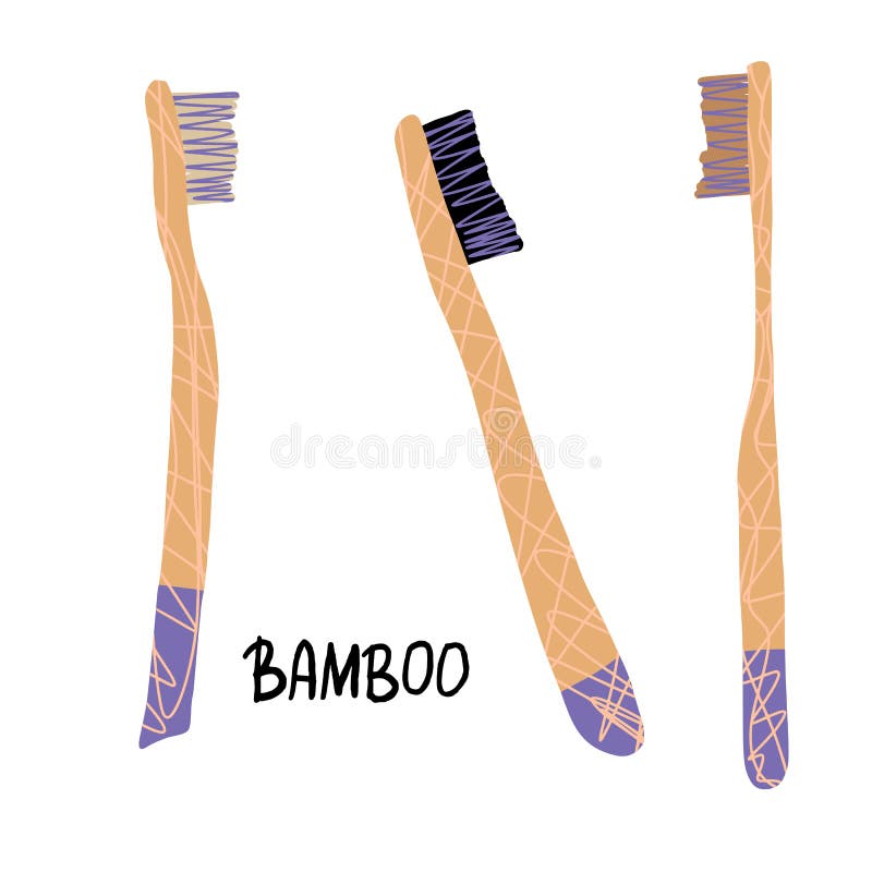 Sistema de bambú de los cepillos de dientes Ilustración del vector libre illustration Sistema de bambú de los cepillos de dientes Ilustración del vector libre illustration