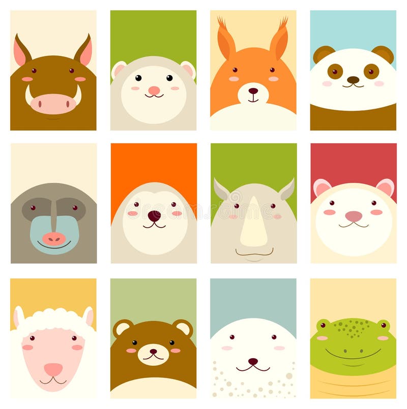 Conjunto de banners con animales adorables ilustración del vector