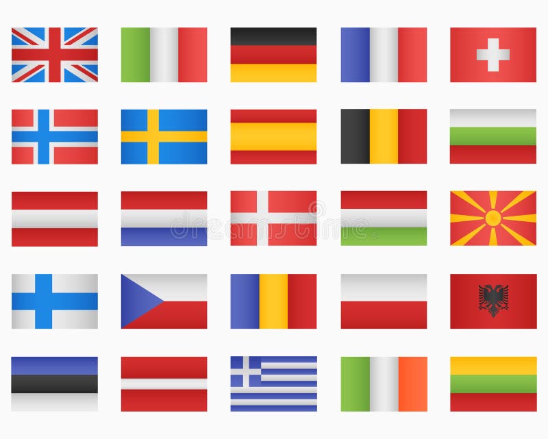 Sistema De Banderas De Países Europeos Ilustración del Vector