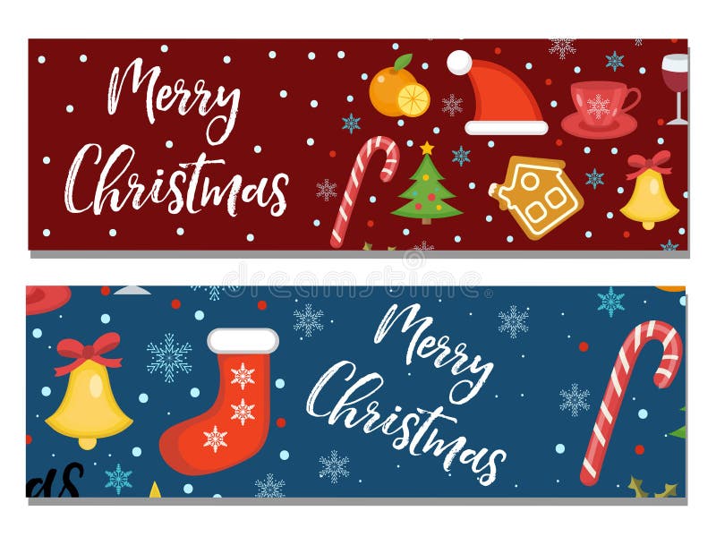 Sistema de banderas, plantilla de la Feliz Navidad con el espacio para el texto para su diseño Tablero largo de la colección de l ilustración del vector Sistema de banderas, plantilla de la Feliz Navidad con el espacio para el texto para su diseño Tablero largo de la colección de l ilustración del vector
