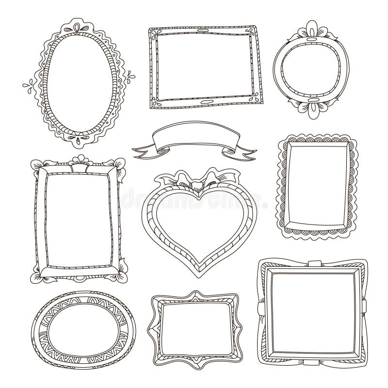 Sistema de bastidores del garabato en el fondo blanco libre illustration Sistema de bastidores del garabato en el fondo blanco libre illustration