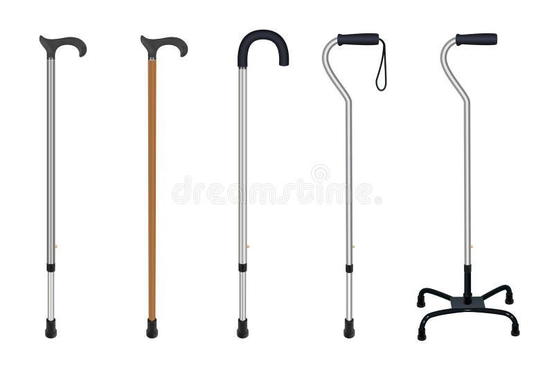 Sistema de bastones Bastón de aluminio telescópico, bastón que camina de madera elegante, bastones ergonómicos con la manija curv stock de ilustración Sistema de bastones Bastón de aluminio telescópico, bastón que camina de madera elegante, bastones ergonómicos con la manija curv stock de ilustración