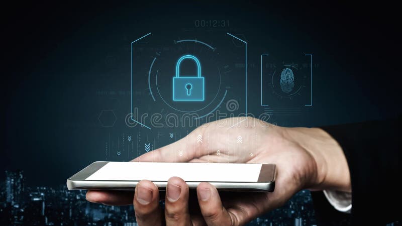 Sistema de bloqueio de segurança cibernética digital que destaca a encriptação de segurança de dados Marrow ilustração royalty free