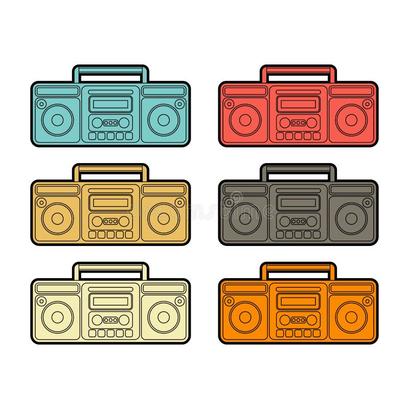 Sistema de Boombox Cinta de casete retra del registrador Vector stock de ilustración Sistema de Boombox Cinta de casete retra del registrador Vector stock de ilustración
