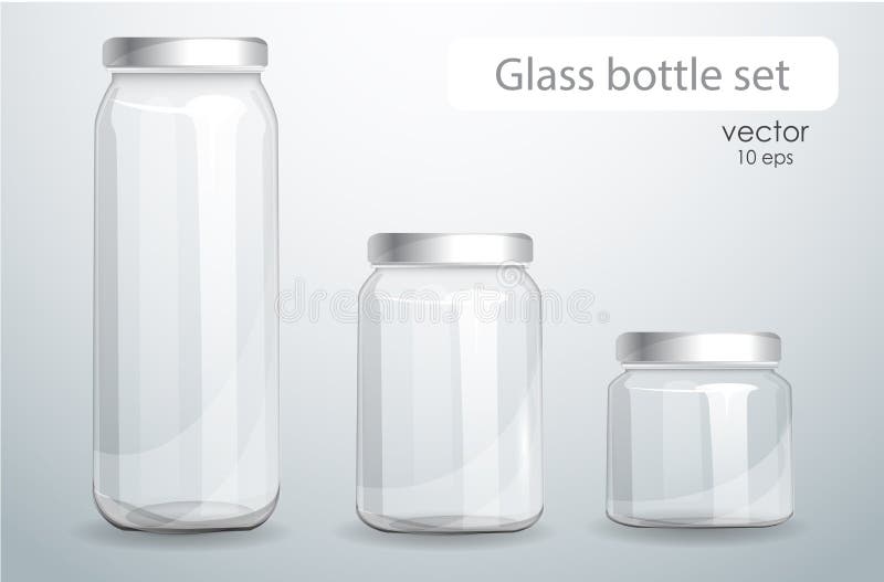 Sistema de botellas de cristal transparentes Bancos realistas