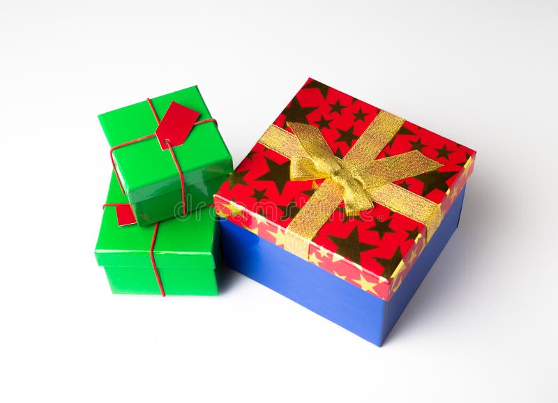 Sistema de cajas de regalo fotografía de archivo Sistema de cajas de regalo fotografía de archivo