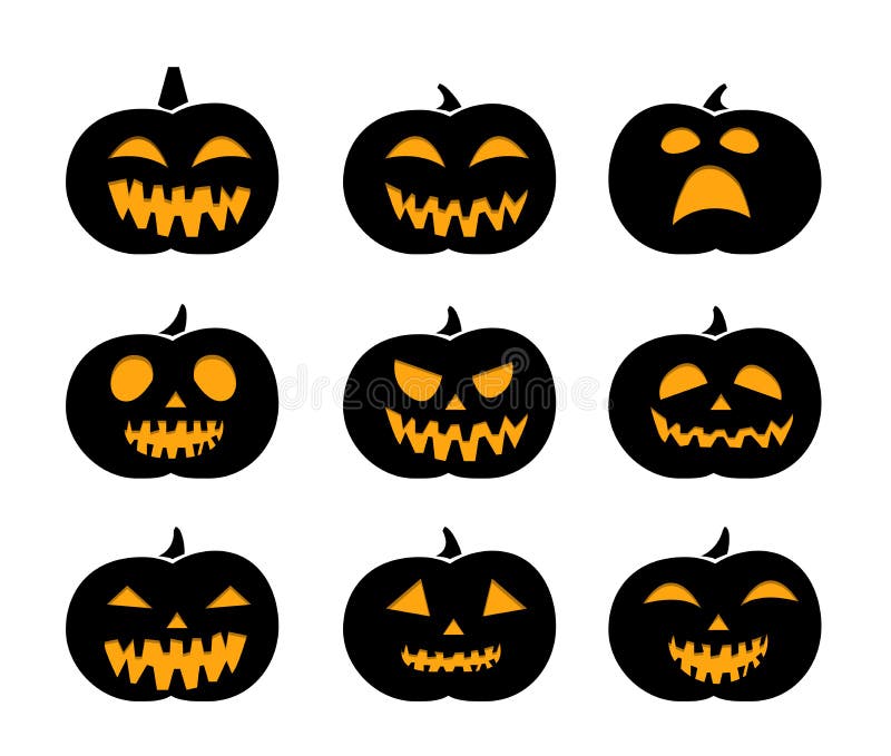 Sistema De Calabazas Negras De La Silueta Ilustración del Vector - Ilustración de miedo, halloween: 60149672 Sistema De Calabazas Negras De La Silueta Ilustración del Vector - Ilustración de miedo, halloween: 60149672