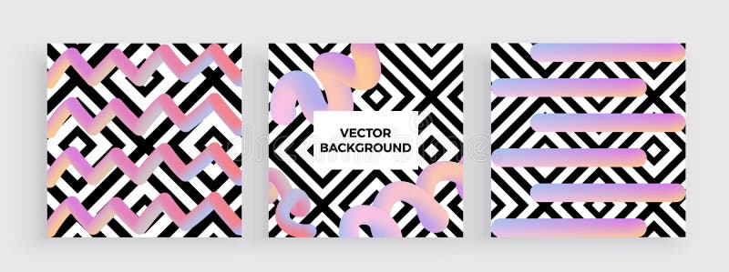 Sistema de carteles o de banderas de moda del diseño con los cuadrados geométricos modernos de la textura y las formas líquidas c stock de ilustración Sistema de carteles o de banderas de moda del diseño con los cuadrados geométricos modernos de la textura y las formas líquidas c stock de ilustración