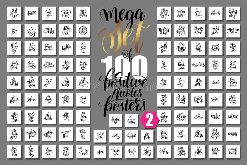 Sistema de 100 carteles positivos de las citas sobre la familia, fiesta de cumpleaños libre illustration Sistema de 100 carteles positivos de las citas sobre la familia, fiesta de cumpleaños libre illustration