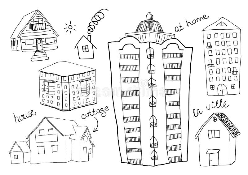 Sistema de casas ilustración del vector Sistema de casas ilustración del vector