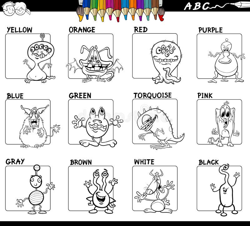 Sistema de colores básico para colorear con los monstruos libre illustration Sistema de colores básico para colorear con los monstruos libre illustration