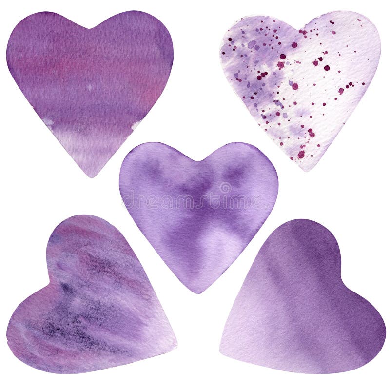 Sistema de corazones pintados a mano de la acuarela Objetos aislados perfectos para la tarjeta o las postales románticas - ejempl ilustración del vector Sistema de corazones pintados a mano de la acuarela Objetos aislados perfectos para la tarjeta o las postales románticas - ejempl ilustración del vector