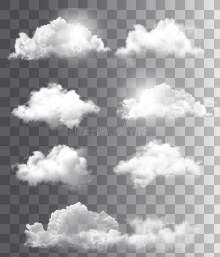 Sistema de diversas nubes transparentes. stock de ilustración