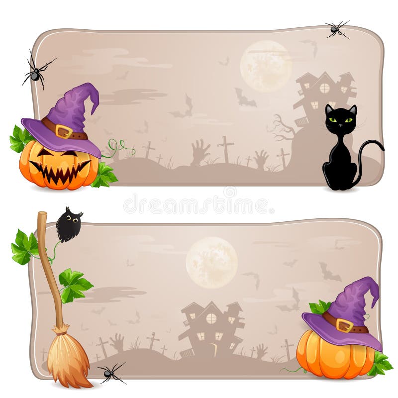 Download Sistema De Dos Banderas De Halloween Stock de ilustración - Ilustración de bosque, noche: 44850426