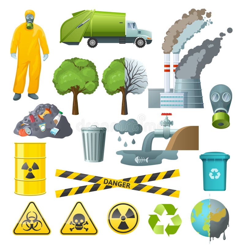 Sistema De Elementos De La Contaminación Ambiental Ilustración del Vector -  Ilustración de muestra, global: 81997398