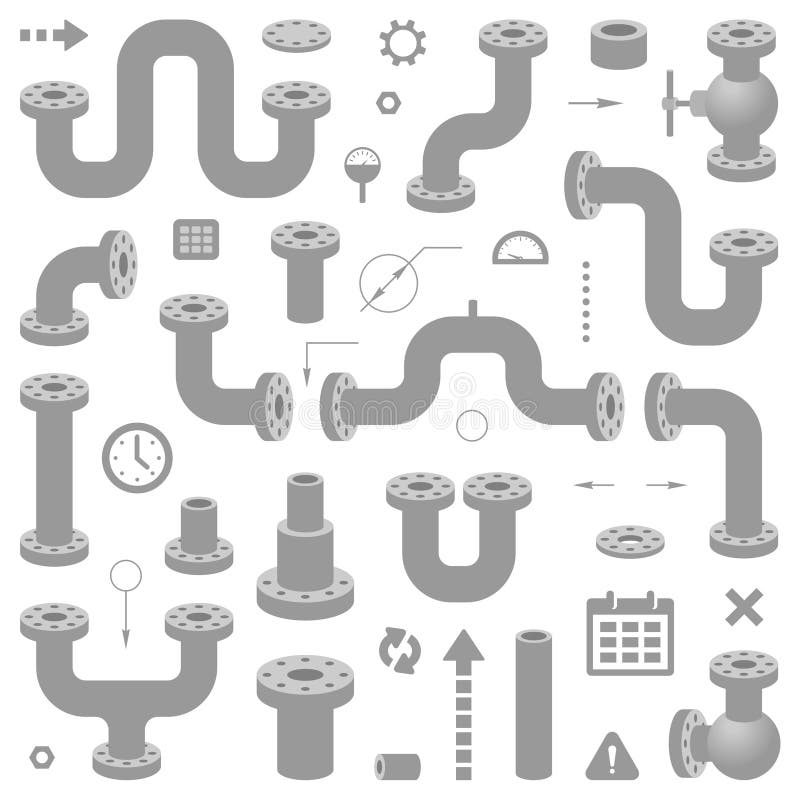 Sistema de elementos de sistema de tubos Ejemplo moderno del vector para el diseño de los esquemas ilustración del vector Sistema de elementos de sistema de tubos Ejemplo moderno del vector para el diseño de los esquemas ilustración del vector