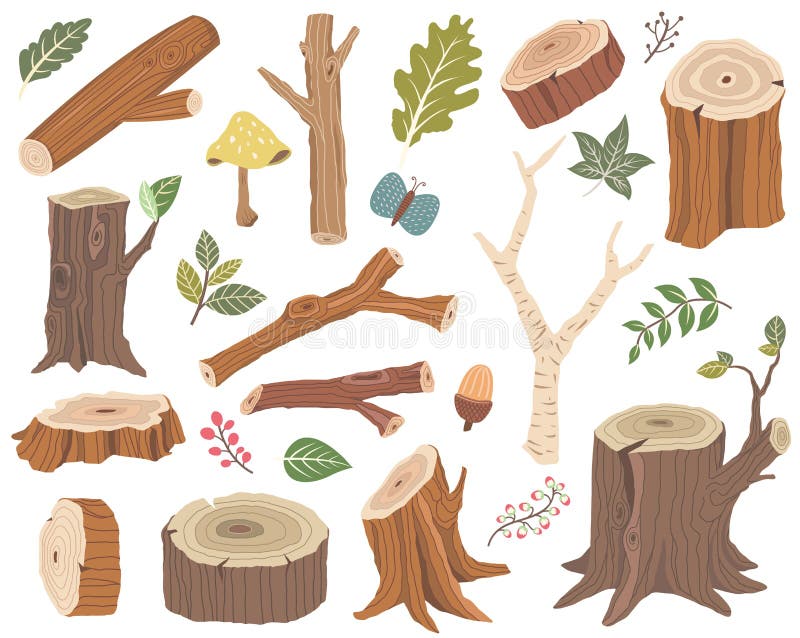 Sistema de elementos de madera de la colección de la naturaleza libre illustration