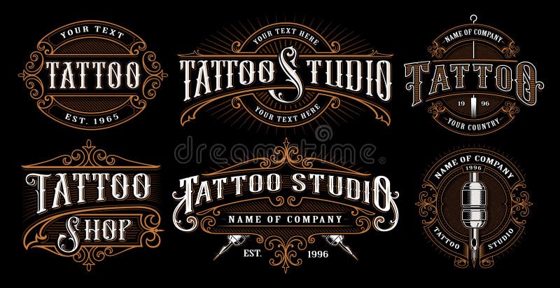 Sistema de emblemas del tatuaje del vintage