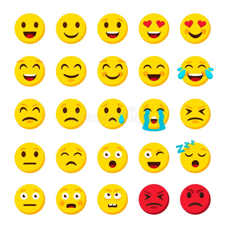 Sistema de Emoji Iconos digitales del vector de los objetos de la charla de los símbolos de los emojis de la historieta del Emoti