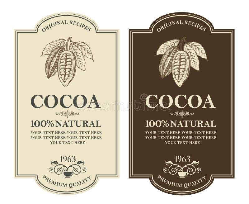 Sistema De Etiquetas Del Cacao Ilustración del Vector Ilustración de travieso, imagen 136544306
