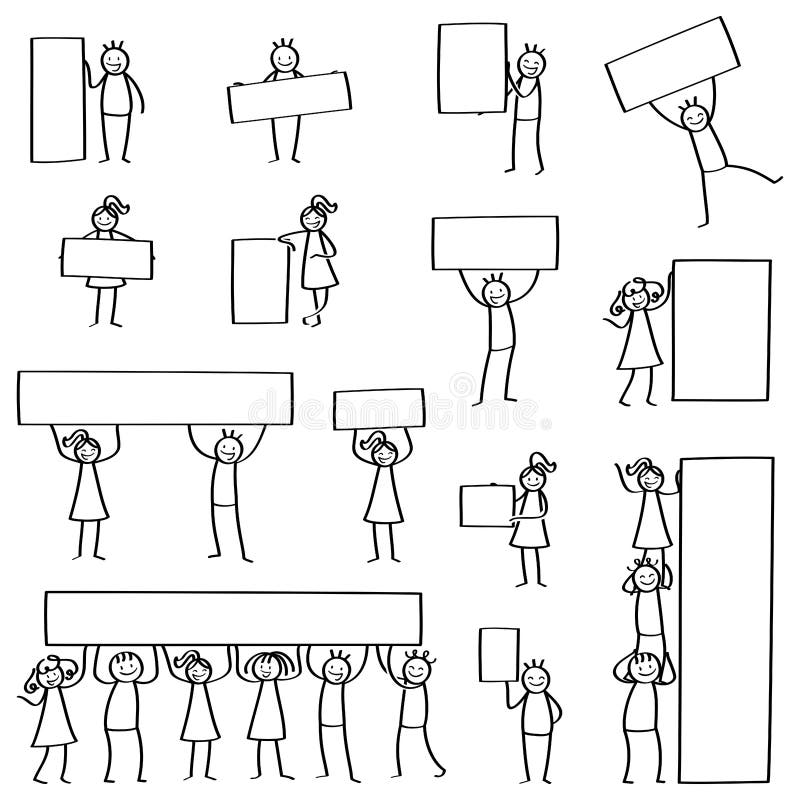 Sistema de figuras del palillo, colocación de la gente del palillo, deteniendo las muestras, los tableros, la bandera, los cartel