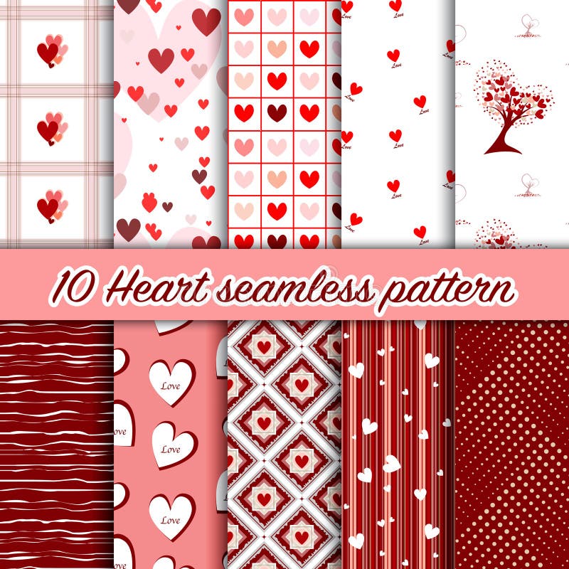Sistema 10 de fondo inconsútil del modelo del corazón del amor libre illustration Sistema 10 de fondo inconsútil del modelo del corazón del amor libre illustration