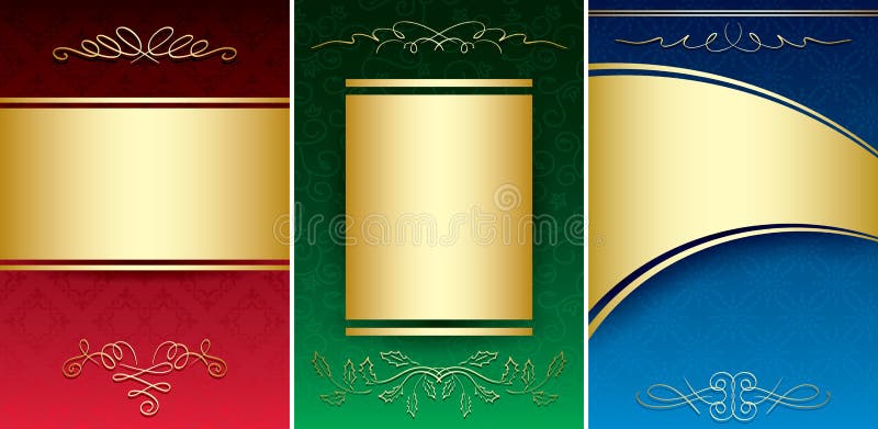 Sistema de fondos brillantes del vintage con el ornamento del oro ilustración del vector Sistema de fondos brillantes del vintage con el ornamento del oro ilustración del vector