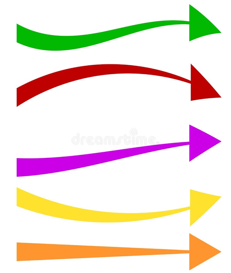 Sistema de 5 formas coloridas de la flecha Flechas largas, horizontales stock de ilustración Sistema de 5 formas coloridas de la flecha Flechas largas, horizontales stock de ilustración