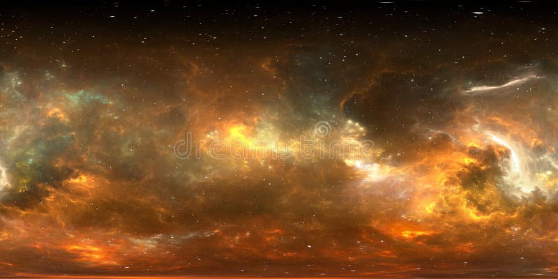 Sistema de 360 grados y nebulosa estelares del gas Panorama, mapa del ambiente 360 HDRI Proyecci? n de Equirectangular, panorama e stock de ilustración