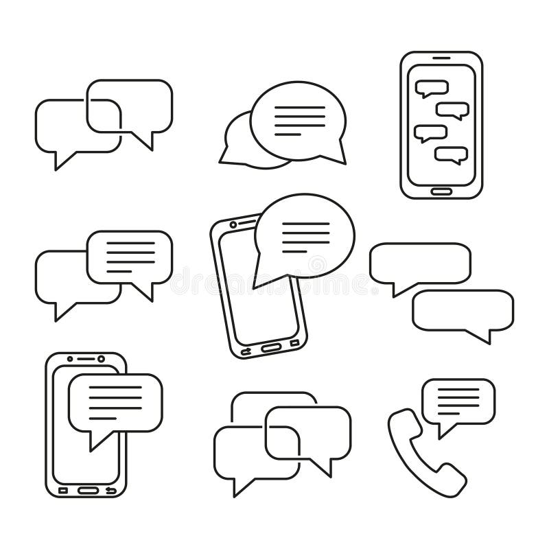 Sistema de iconos del mensaje stock de ilustración Sistema de iconos del mensaje stock de ilustración